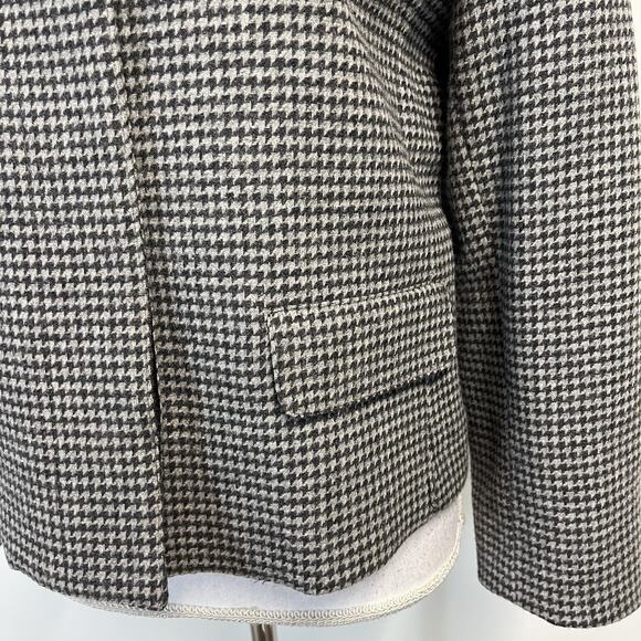Vintage Evan Picone Blazer Jacket Sz 10 Gray Houndstooth Wool Velvet Equestrian - Picture 5 of 9